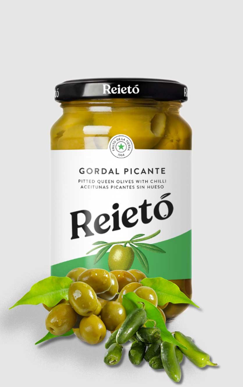 Reietó Gordal Med Chilli 350g   Glas  150g Nettovægt